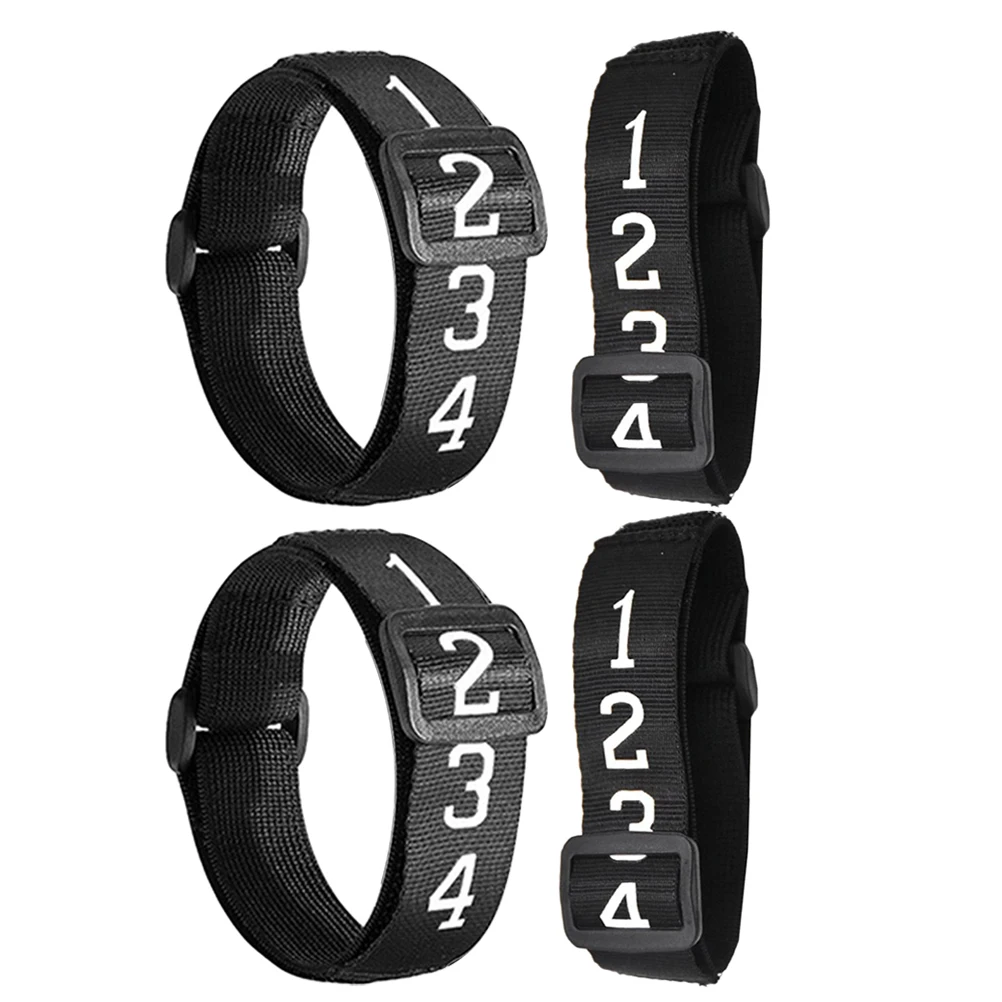 

4 Pcs Wrist Football Wristband Referee Bracelet Training Aids Numbered Black Cloth Bands