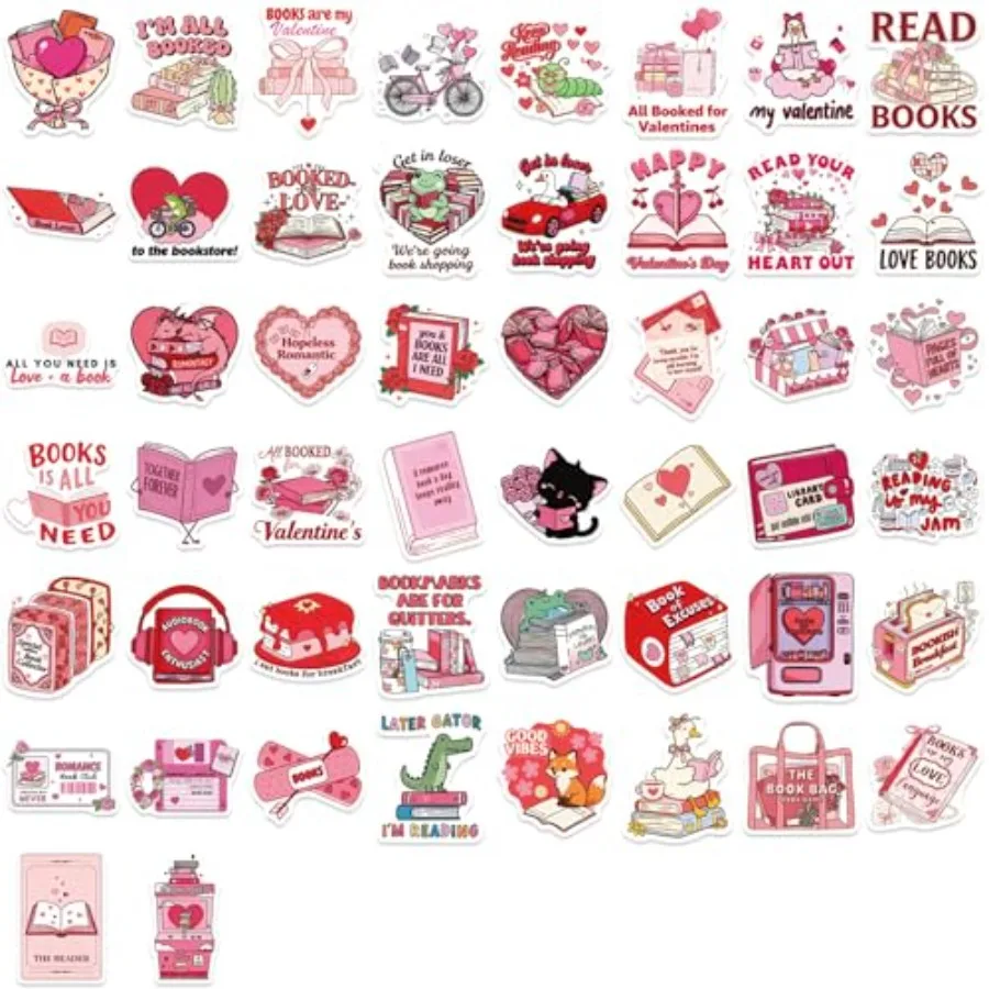 Valentine's Day stickers: waterproof pink glitter vinyl decals for books, phones; romantic gift for girls, kids, teens, adults - view 6