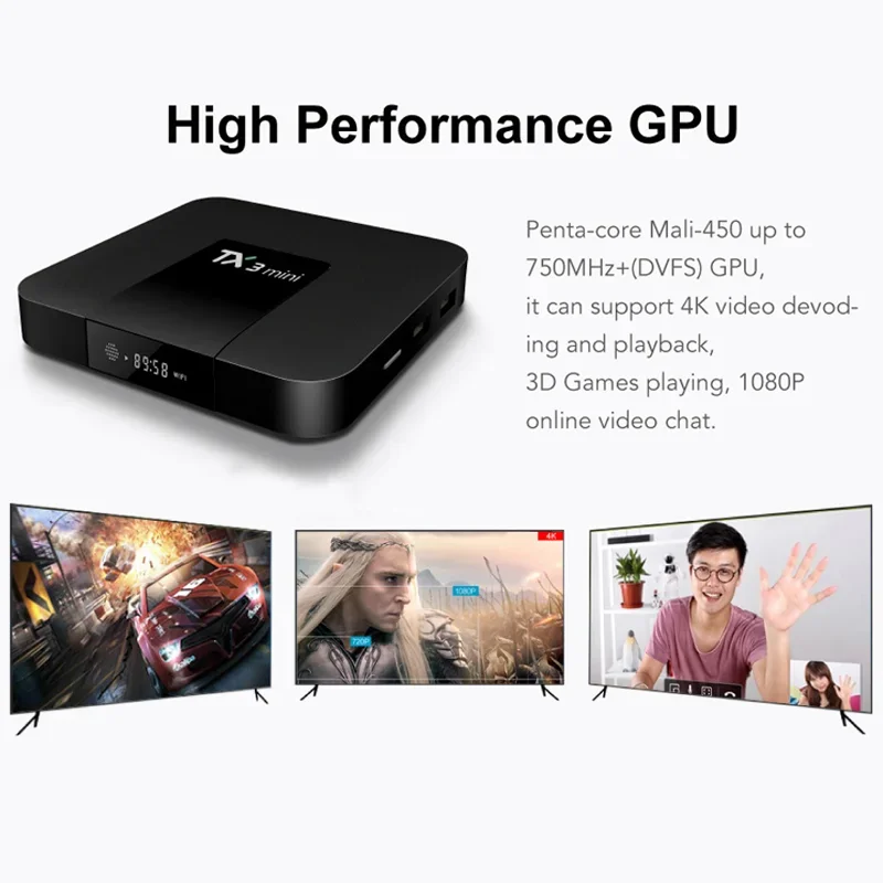 Qualità stabile di vendita calda TX3 Mini 1G 16G e 2G 16G Amlogic S905W Android 7.1 TV Box Quad Core TX 3 MINI con schermo a LED STB