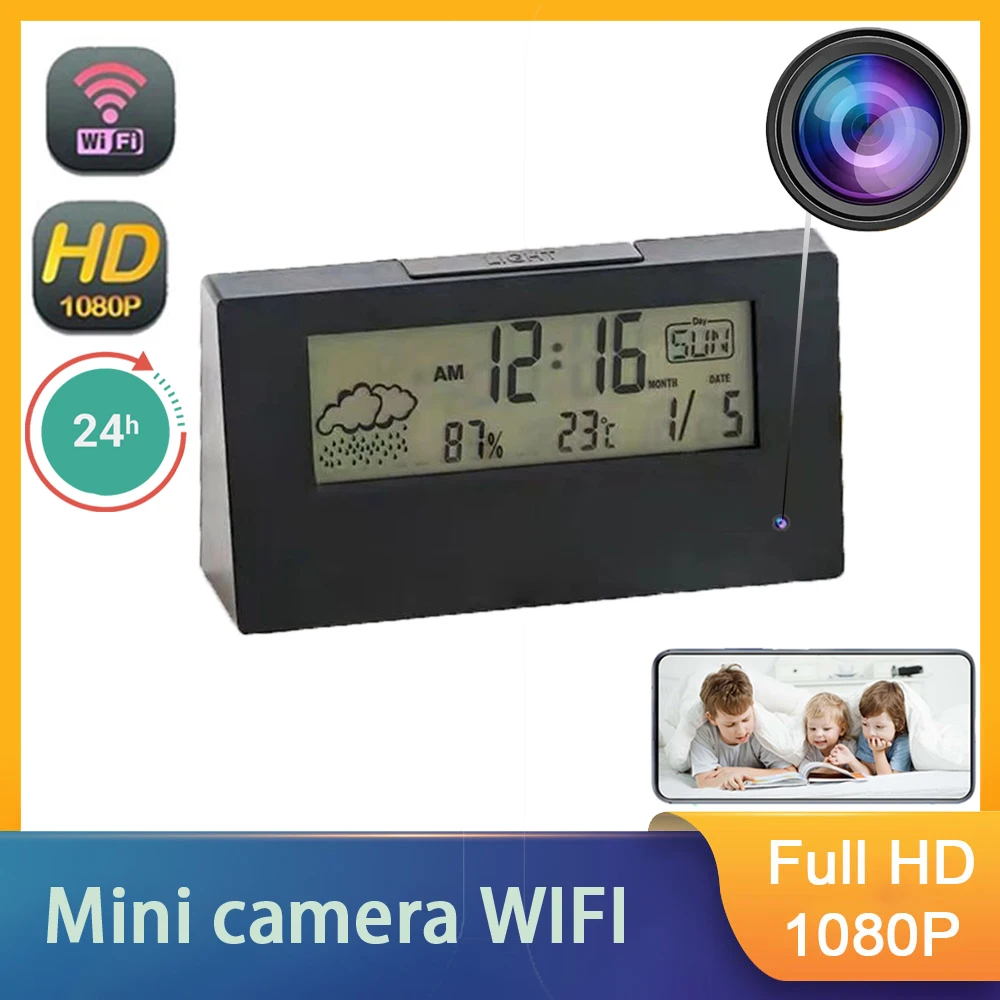 4K Mini Camera Clock Full HD 1080P Wifi Control IR Night Vision View DVR Camcorder Home Surveillance Monitor Video digital clock