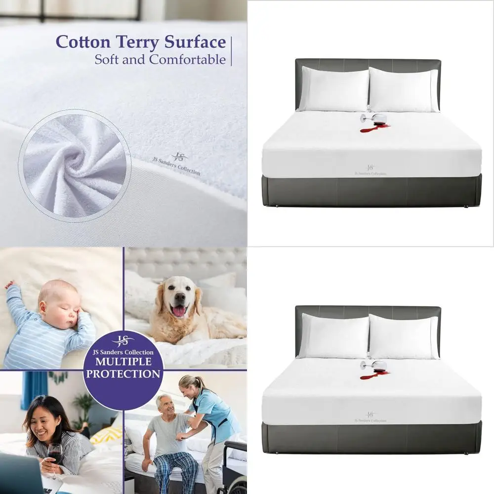 

120x80cm Waterproof Mattress Protector with Deep Pocket and Soft Cotton Terry Cover