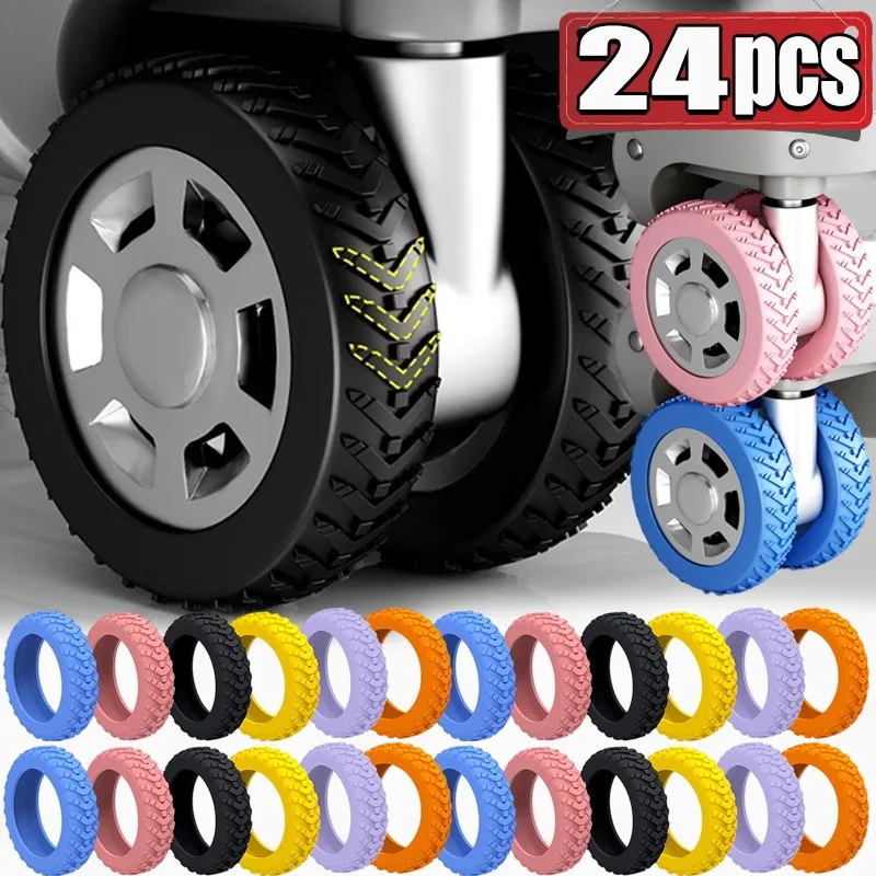

1/24Pcs Thicken Texture Silicone Wheels Protector For Luggage Reduce Noise Travel Luggage Wheels Cover Luggage Accessories