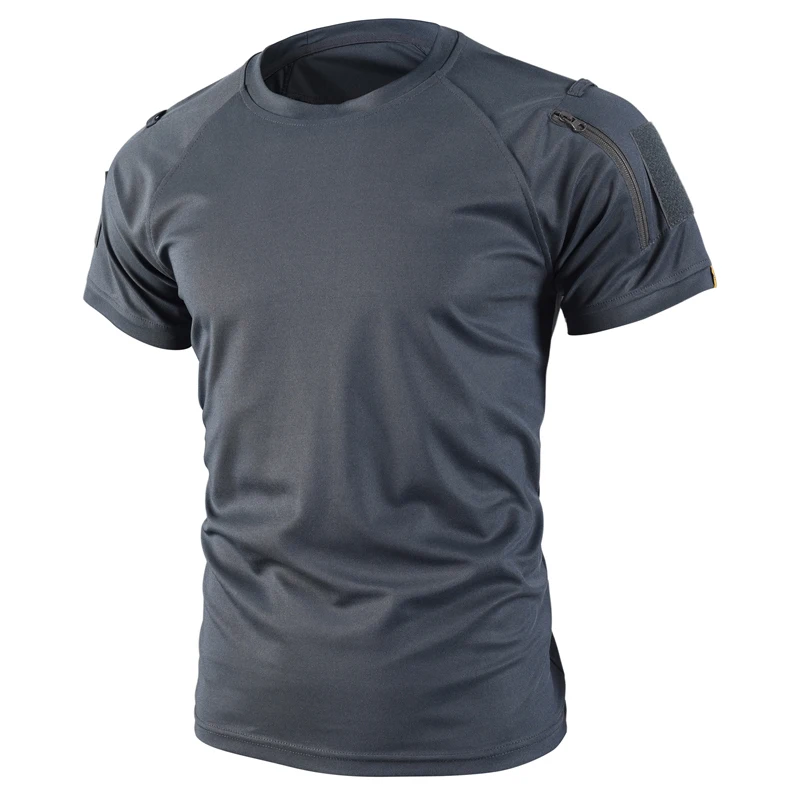 Herren Sommer Pullerover Quick Dry T-Shirt Camping Wandern Klettern Shirt Taktische Militärische Kampf Oansatz Revers T-shirts Atmungsaktiv – Detail 11