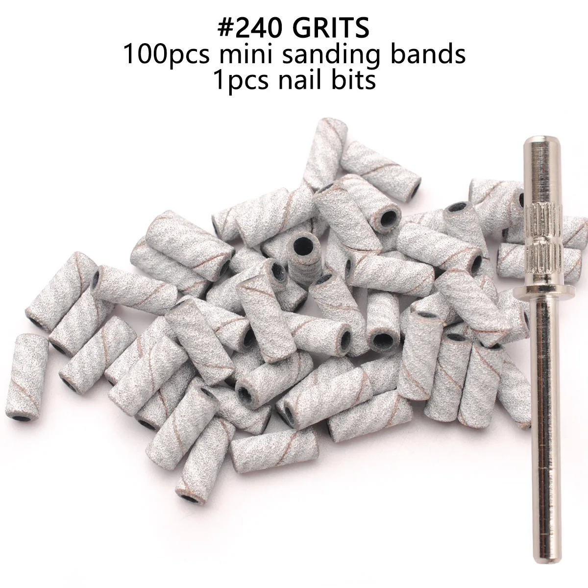 100 peças de mini bandas de lixa de 3,1mm, kits de brocas para unhas, conjuntos de mandris, acessórios elétricos para manicure, ferramenta removedora de pele morta, lixa de unhas