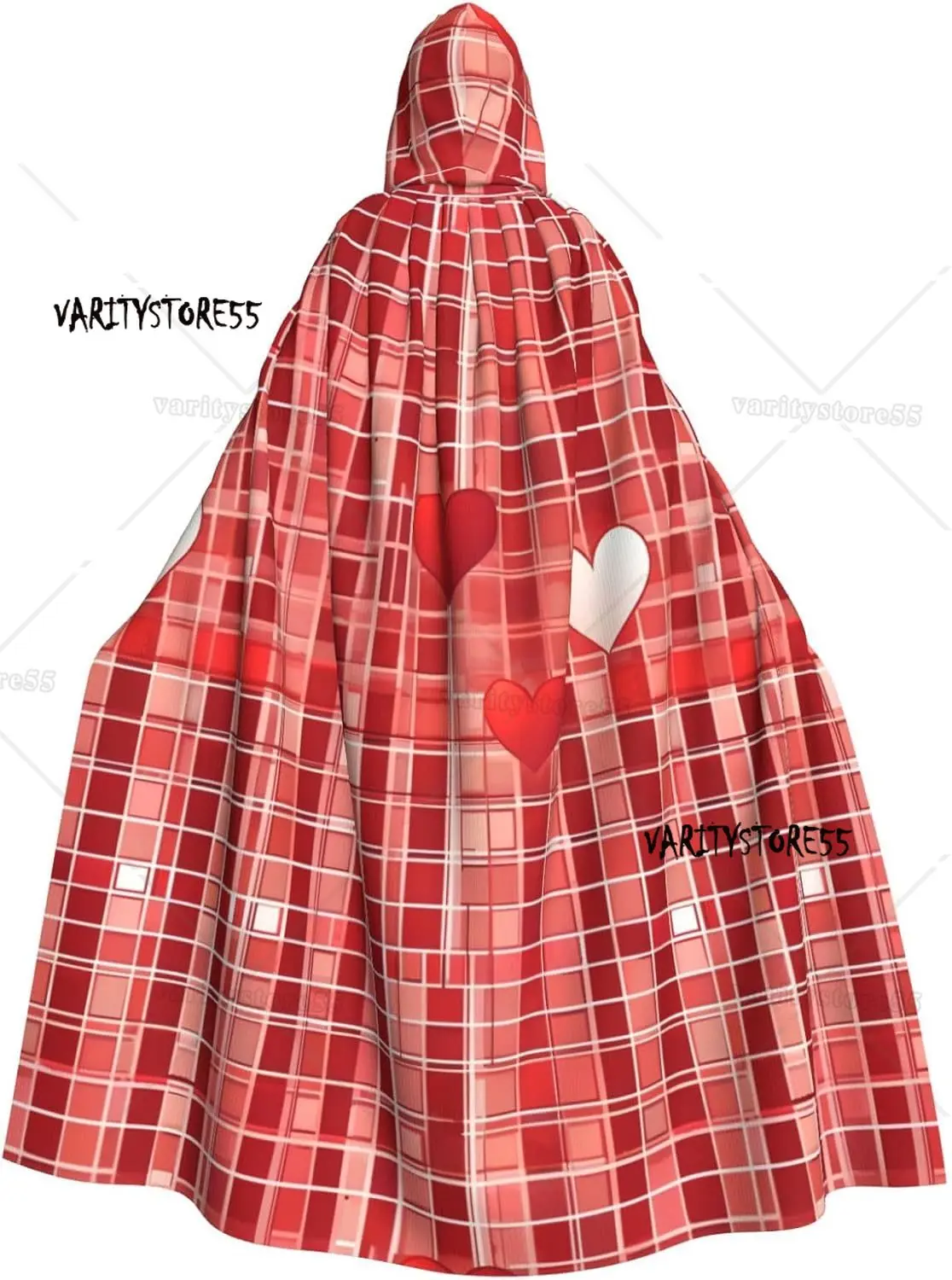 

Накидка унисекс с капюшоном и красным романтическим принтом в сетку идеально подходит для ролевых костюмов на Хэллоуин