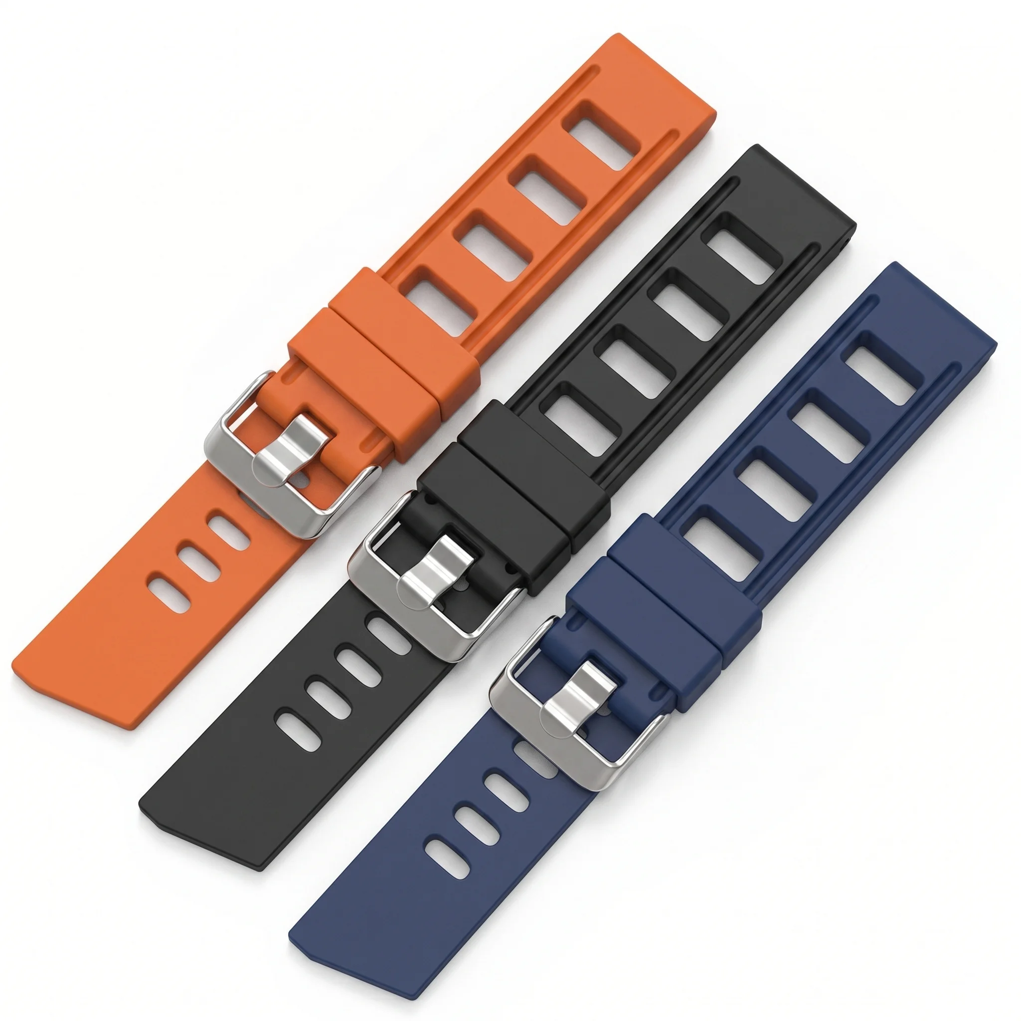 Perforated Silicone Watch Band 20mm 22mm Breathable Waterproof Rubber Strap Professional Dive Watch Replacement Men