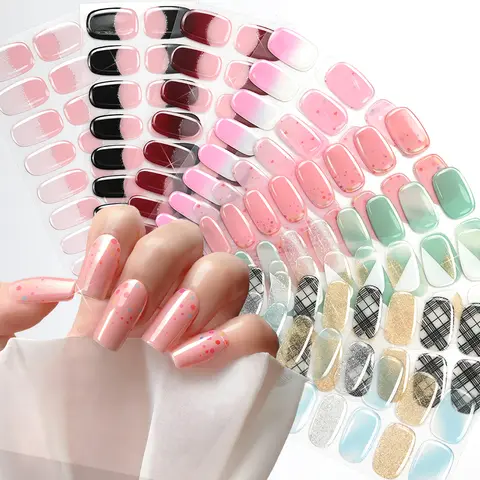 16 autocollants pour ongles DIY sans cuisson, motifs cœurs scintillants et pois, bandes adhésives pour ongles, patchs coulissants, décoration complète des ongles
