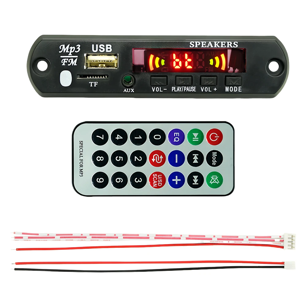 5/12V MP3 WMA Decoder Board USB TF FM Radio Bluetooth-Compatible 5.0 Audio Module Lossless Audio with Remote Control for Car