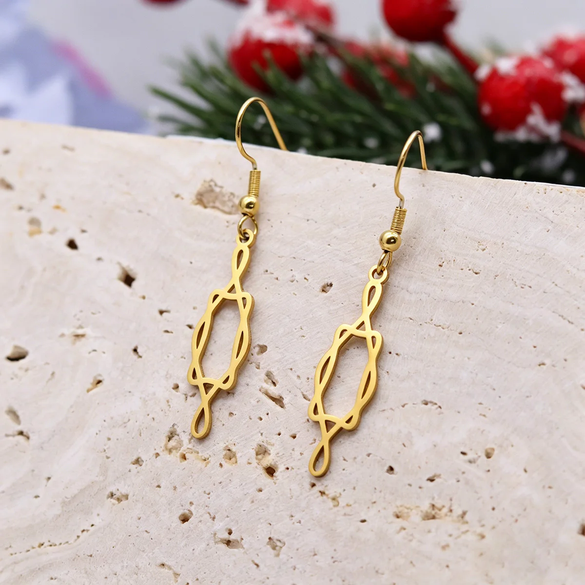 QIAMNI Stainless Steel Knot Infinity Candy Shaped Dangle Earrings Geometric Rectangle Pendant Drop Earring Jewelry Party Gifts