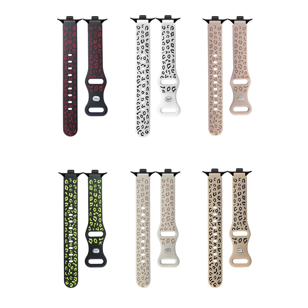 Silicone Wristband For Xiaomi Band 8Pro/Redmi Band 4 Leopard Print Quick Release Waterproof Adjustable Sport Smart Watch Strap