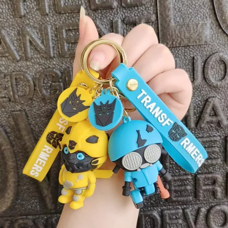 Classical Cartoon Anime Robot Key Chains Silicone Prime Bumblebee Transformers Car Key Chain Kids Bag Pendant Keyring Keychain