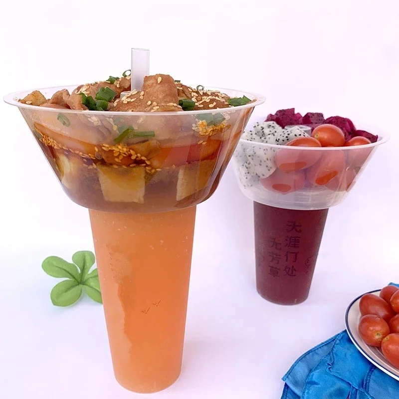 

10pcs Party Creative Steak Fried Chicken Fruit Hot Pot Snacks Cup Holder Bowl Milk Tea Cup 500ML Juice Plastic Cups