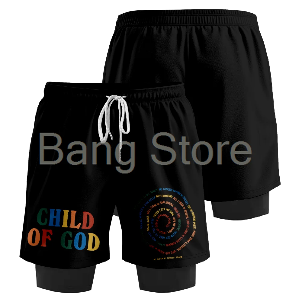 Forrest Frank COG Rainbow Spiral Fake Two-Piece Shorts Unisex Casual Streetwear Sports Shorts