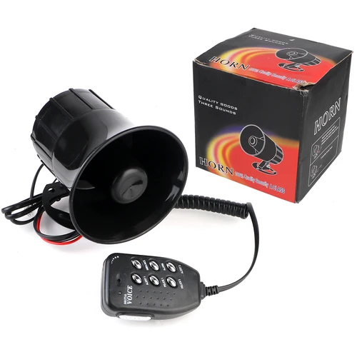 Imagen 1 del producto Bocina de aire 12V 100W bocina de coche sirena de policía altavoz ruidoso bocina Claxon multicolor 120DB fuerte 6 tonos alarma de advertencia de coche megáfono