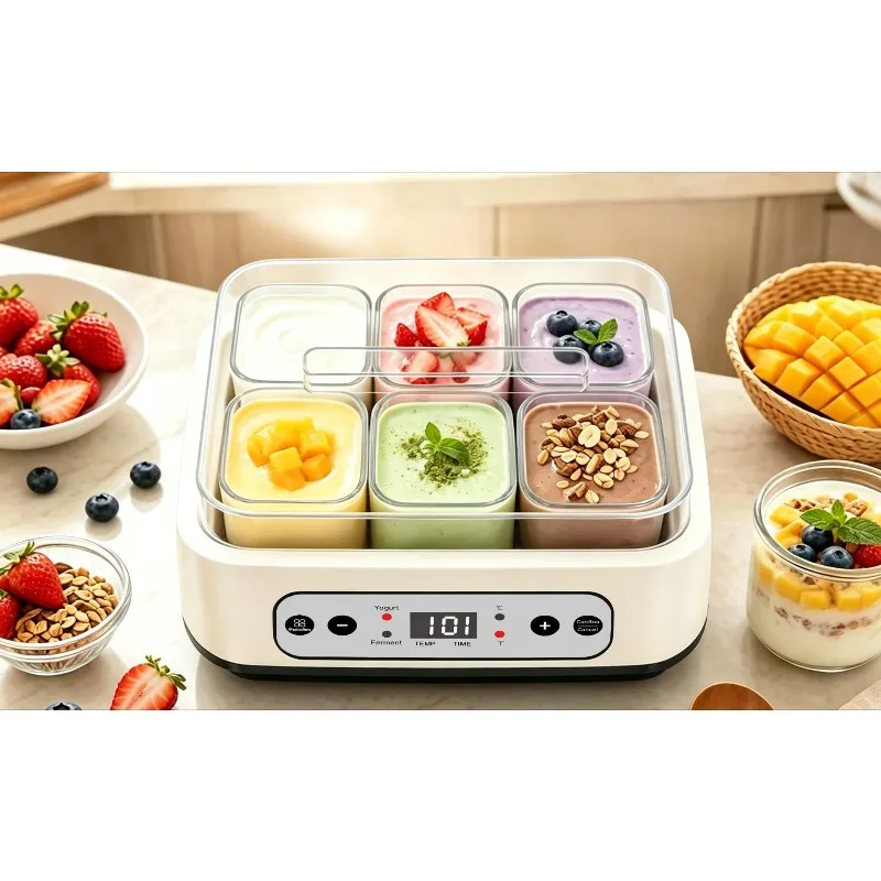 Household Yogurt Fermenter Compact Automatic Multicup Constant Temperature Equipment For Handmade Natto Rice Wine