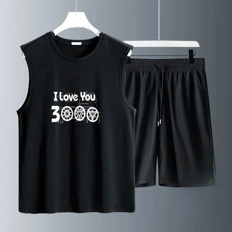 

2025 Summer Quick Drying Fashionable and Casual Men's Tank Top and Basketball Shorts Set Ideal for Gym