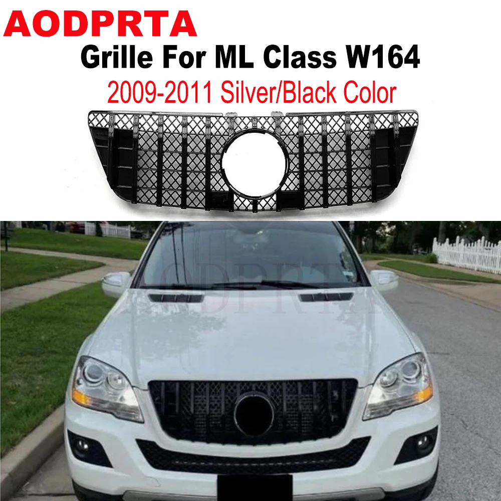 For Mercedes Benz ML-Class W164 ML250 ML350 ML400 Front Bumper Grille Mesh Grill 2009 2010 2011 GTR Style
