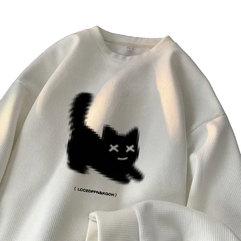 Men\'s Oversized Hoodie Thin White Walf Checks Hoodies Oversize for Men Funny Cat Print 5XL Man Casual Wear Hoody Male Sweatshirt