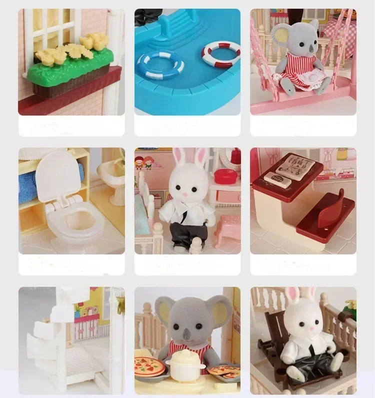 手作りの高級休暇ヴィラ高品質 LED ライト DIY ゲームハウスインタラクティブおもちゃコアラスイングプリンセス城ギフト