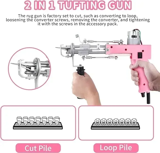 Hot SalesTwo-in-one Electric Tufting Gun Cut Pile And Loop Pile Rug Tufting Gun Knitting Embroidery Machine Carpet Weaving Machi