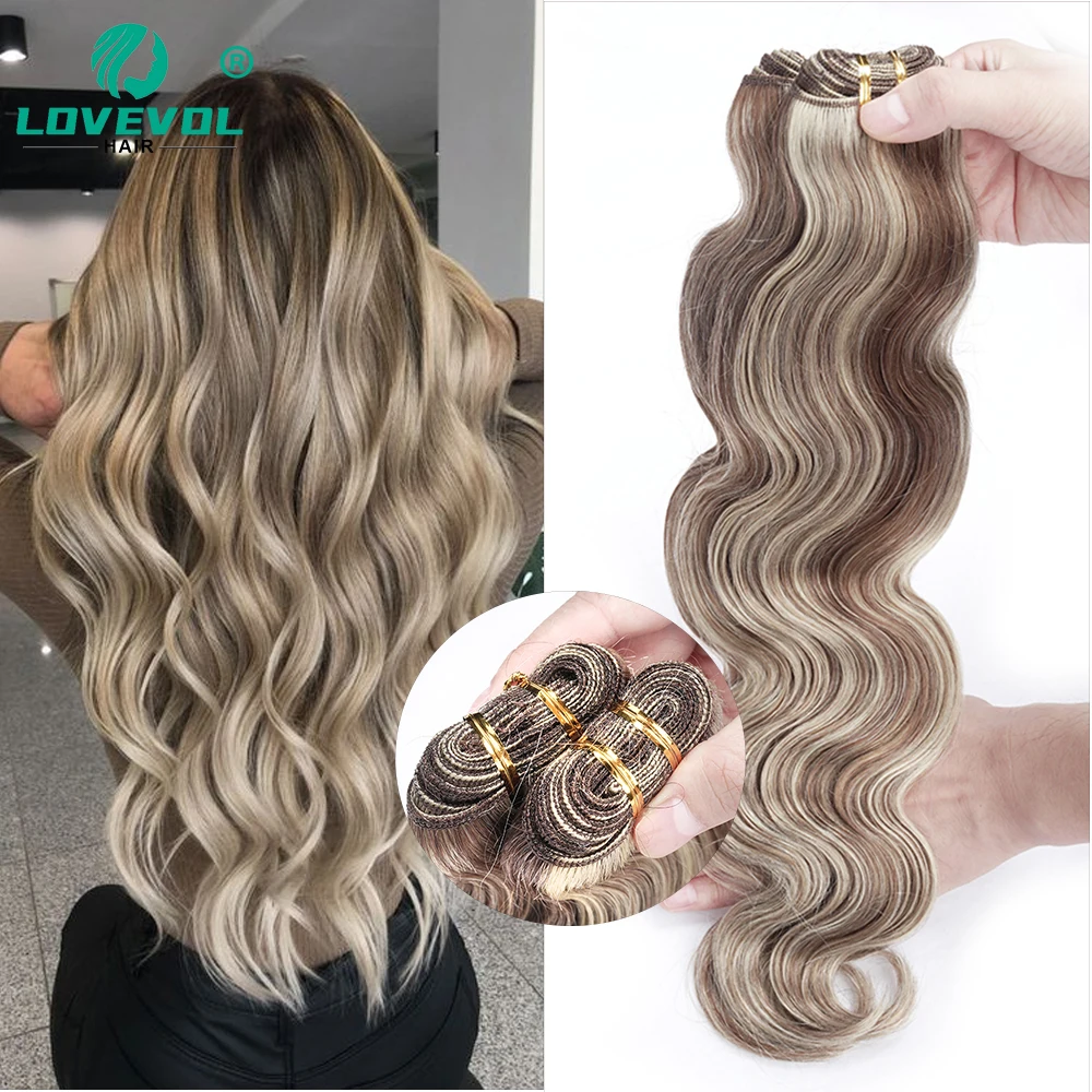 Lovevol Body Wave Brazylijski ludzki włos splot Pakiet 12–26 cali Remy Brazylijskie kręcone fale Blond Wątek włosów 1 pakiet 100G Oferty