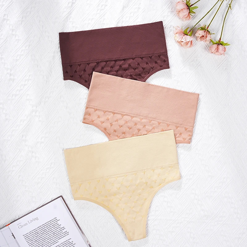 2026 Hot Sale T-back Heart Pattern High Waist Elastic Bragas Para Mujer Yoga Seamless Thong Panties Ladies Underwear For Woman