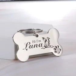 Ciondolo personalizzato a forma di osso personalizzato con etichetta per collare per cani per medaglia per animali domestici con incisione nome numero gattino cucciolo accessori fai da te