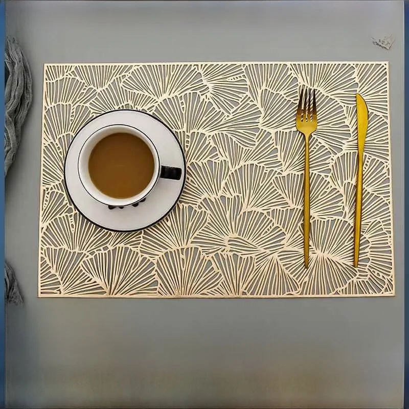 

Silver Maple Le Hollow PVC Western Dining Mat Ins Sle Rectangular Heat Insulation Dining Pad Waterproof Oil Proof Cross B...