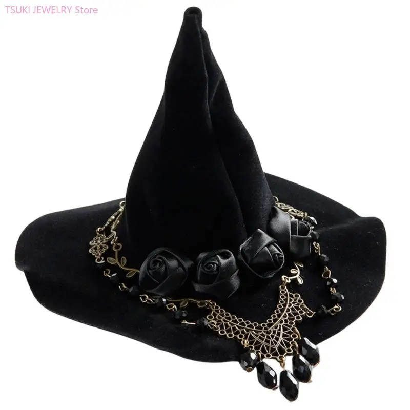 62KE Halloween Party Spiders Hat Flower Hair Clip For Women Girls Party Headpiece Fashion Costume Accessory