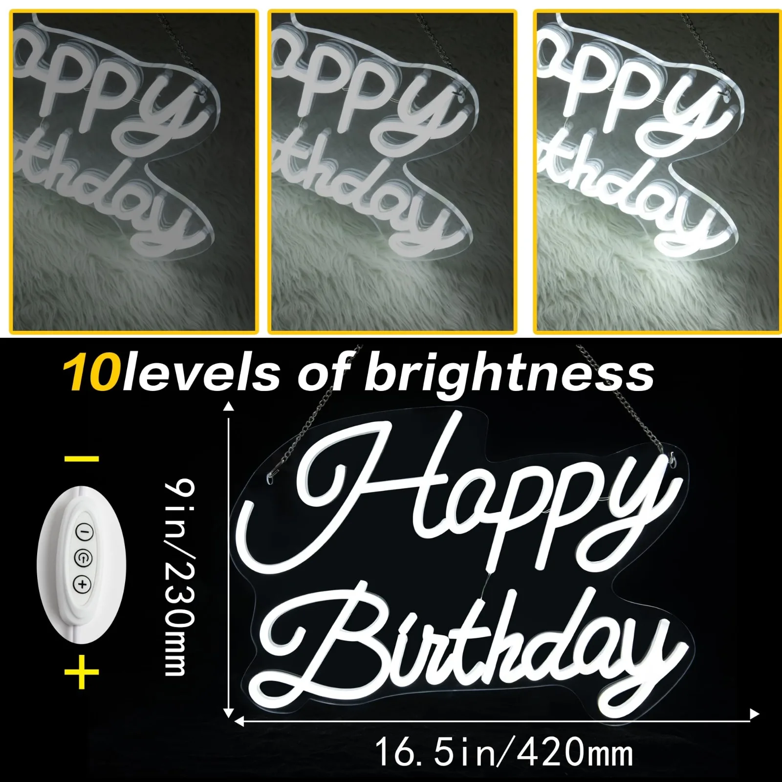 LED Light Up Sign for Backdrop Decor, Regulável, Feliz Aniversário, Crianças, Meninos, Meninas, Decoração de festa, Presentes