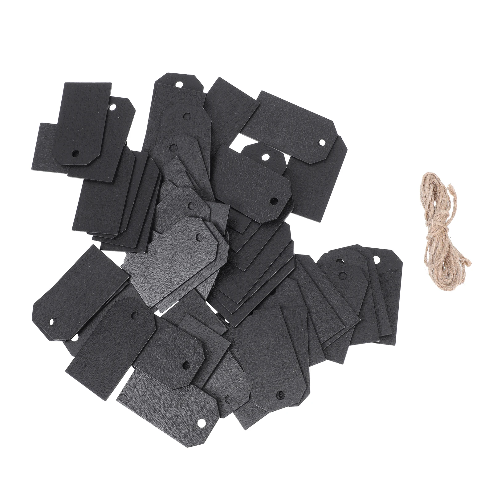 

Wooden Price Tags 2 Sets Square Wood Chips Jewelry Number Tags Rope Display Boards Store Signs