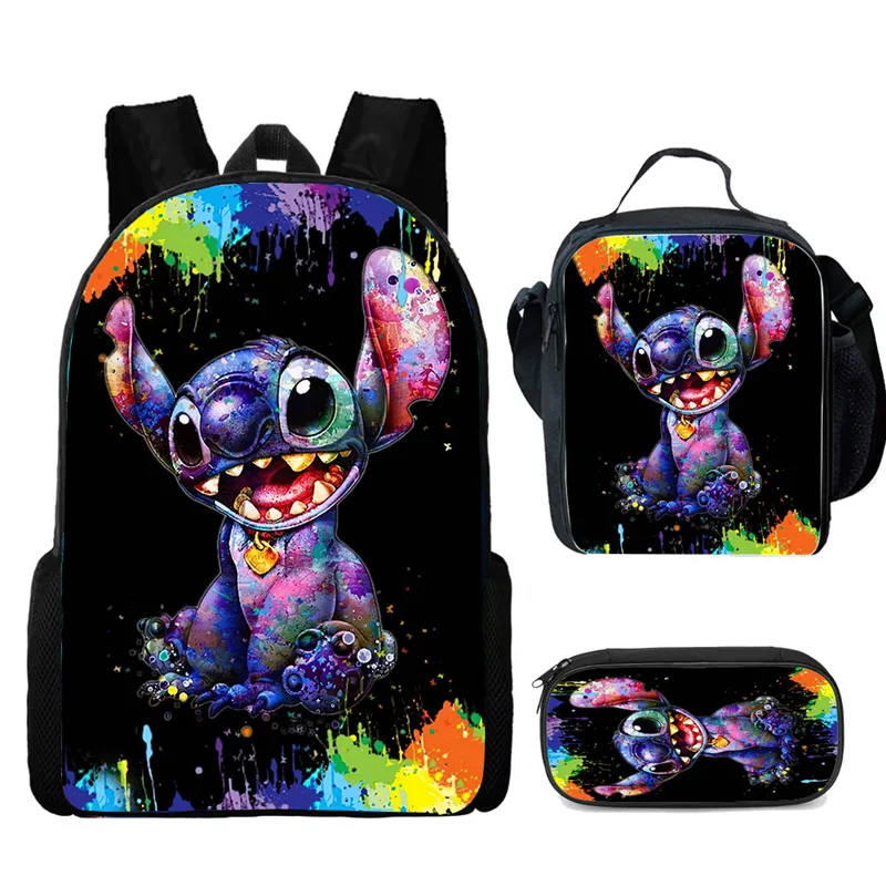 Cute cartoon Disneyes Stitch School Bag For Boy Girls with Shoulder Bags Pencil box Cartoon Backpack for Child