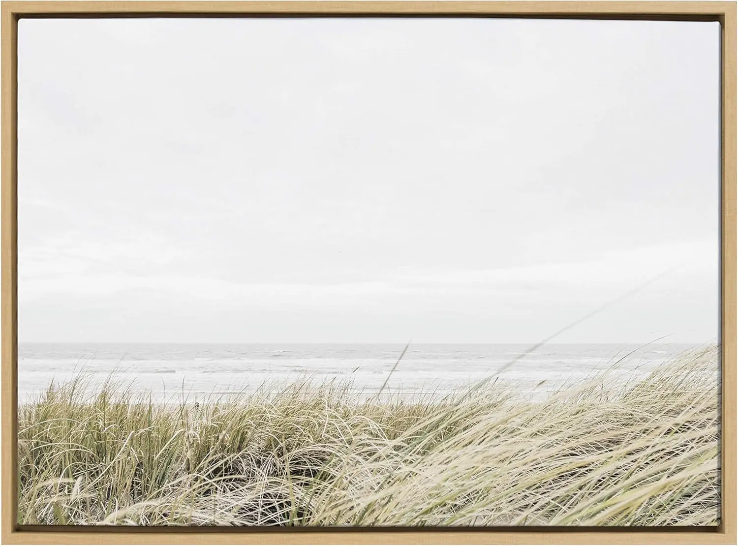 Sylvie East Beach Framed Canvas Wall Art by Amy Peterson, 23x33 Natural, Chic Coastal Art for Wall