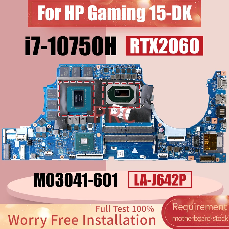 LA-J642P For HP Gaming 15-DK Laptop Motherboard SRH8Q i7-10750H RTX2060 N18E-G0-A1 M03041-601 Notebook Mainboard