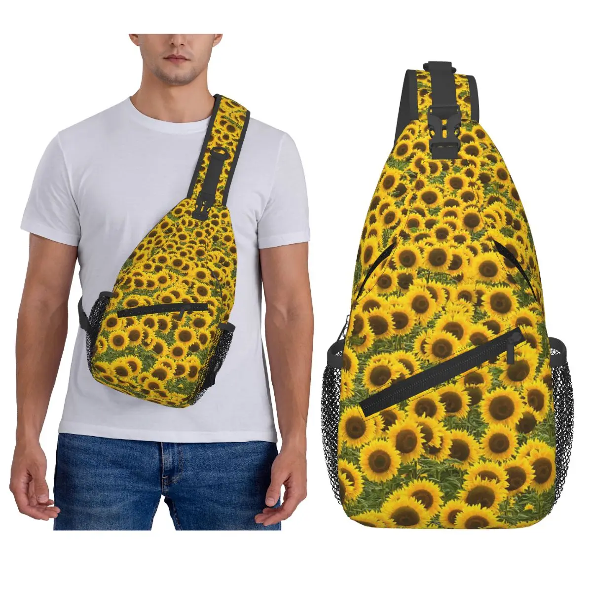 

Нагрудная сумка с цветком подсолнуха, мужской рюкзак через плечо, нагрудная сумка, дорожный походный рюкзак, сумка на плечо