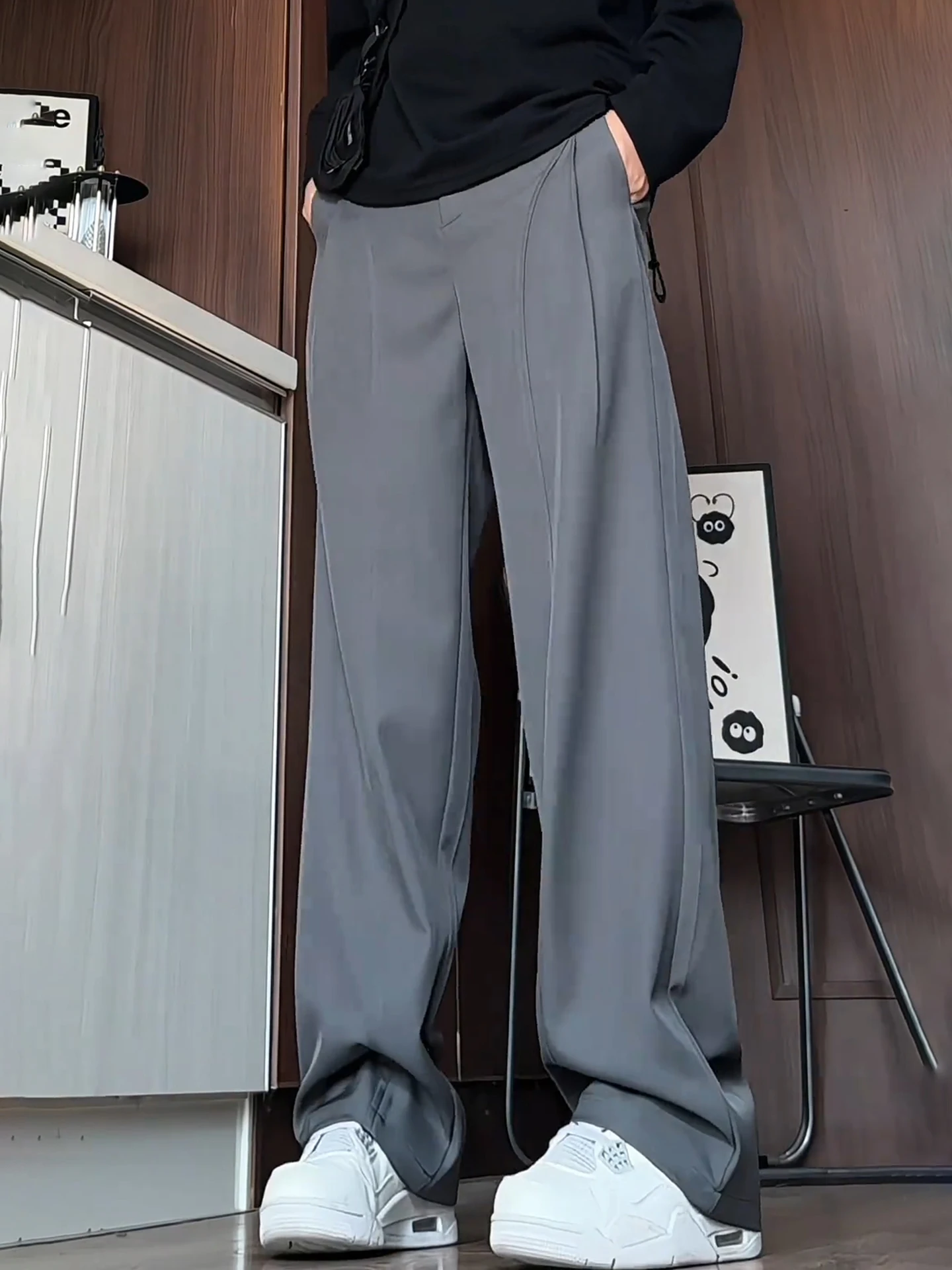 

Cleanfit ey Men's Straight Leg Pants Drapey Slim Fit Casual Trousers Spring Faionable Comfortable Soft Youthful Sle
