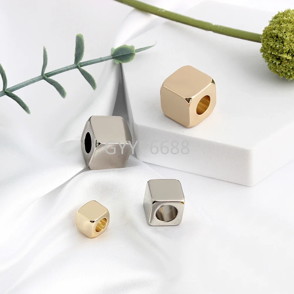 10/30/100PCS 9x9mm,12x12mm,15x15mm Metal Square Cube Beads Cross Beads For Necklace Bracelets Earrings DIY Charms Making Gift