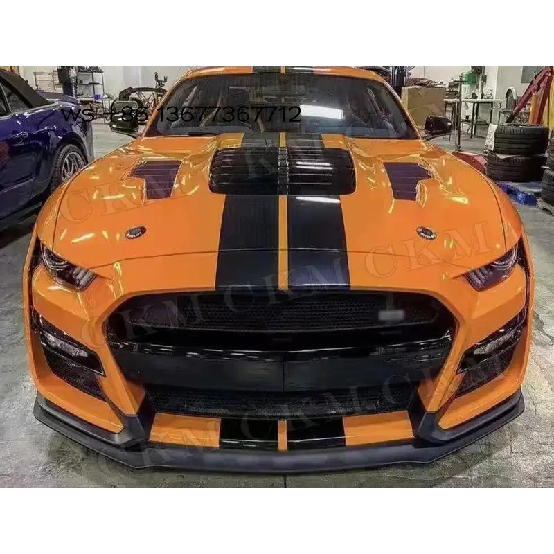 

Carbon Fiber Front Bumper Cover Accessory For Mustang 2015 2016 2017 FRP Engine Hood Bonnet Body Kits