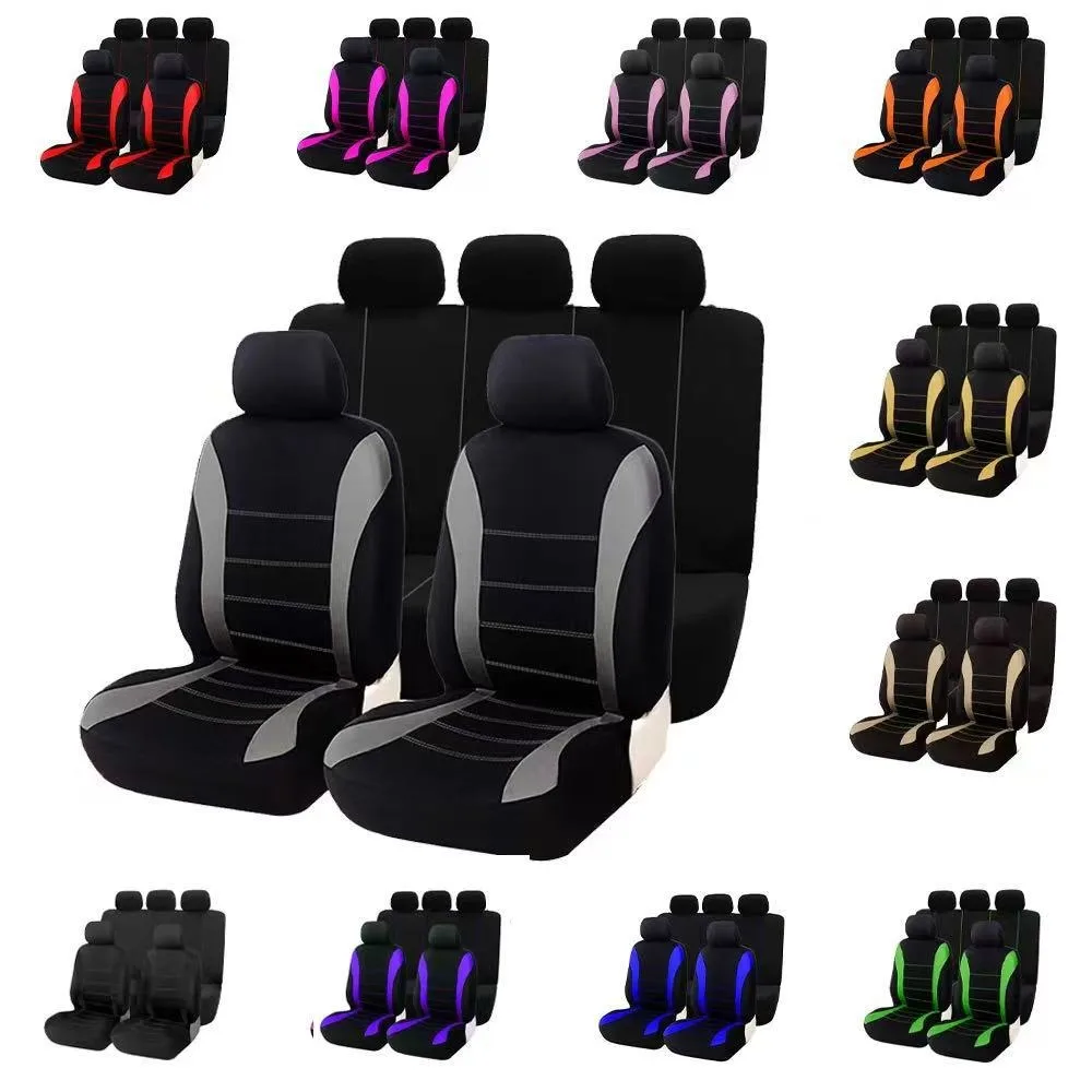 Universal Five-Seater Car Fabric Seat Covers with Stitching