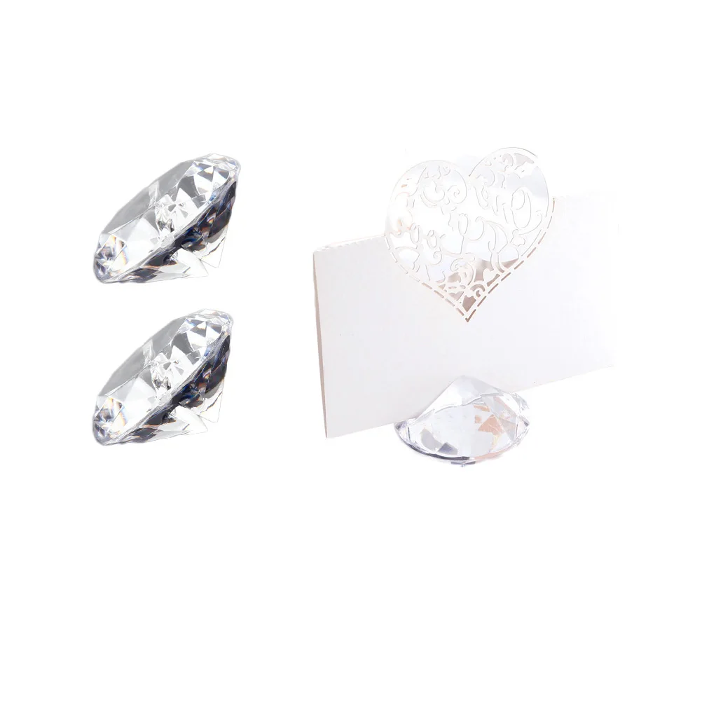 

20Pcs Crystal Diamond Name Card Organizer Elegant Business Credit Stand Wedding Place Holder Party Ornaments Transparent