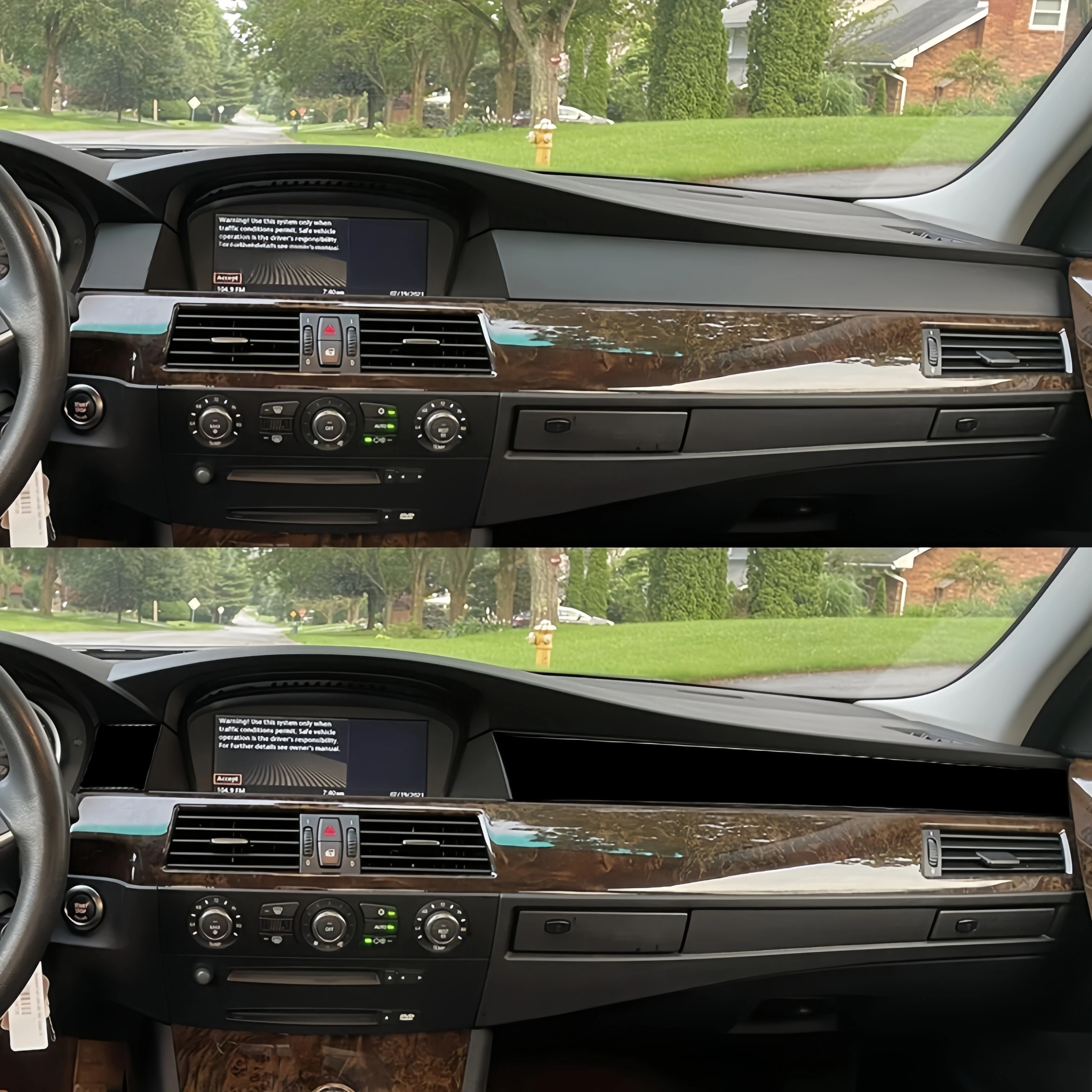 لسيارات BMW 5 Series E60 2004-2007 اكسسوارات السيارات البيانو الأسود الداخلية السيارات المشارك الطيار لوحة القيادة غطاء الكسوة أعواد تزيين #4