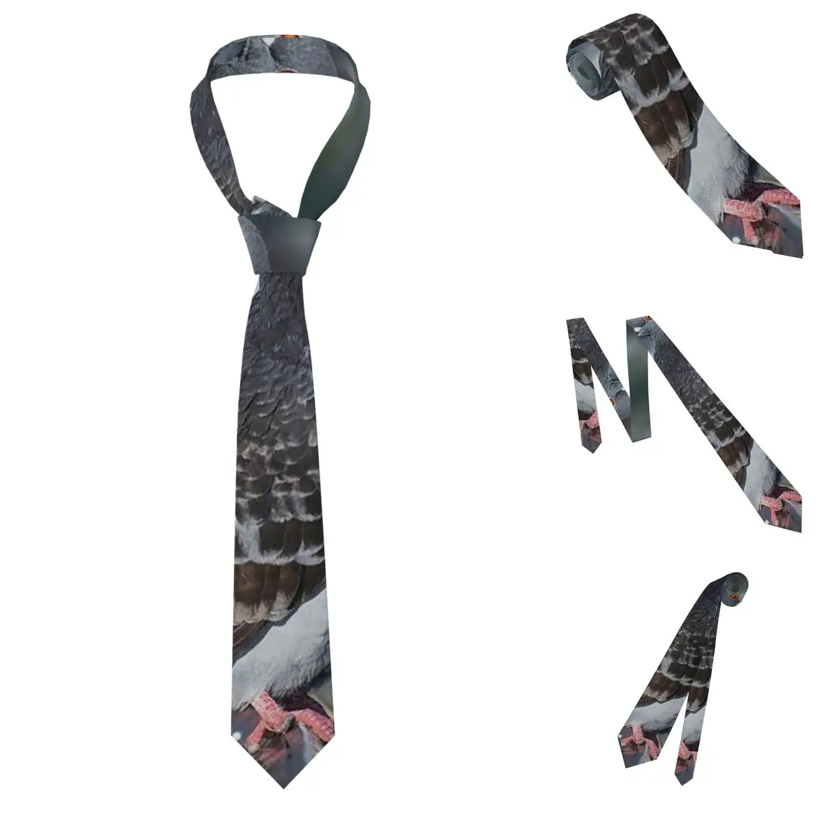 Gray Pigeons  Necktie for Men Silk Polyester 8 cm Neck Ties Wedding Business Tie Casual Gravatas