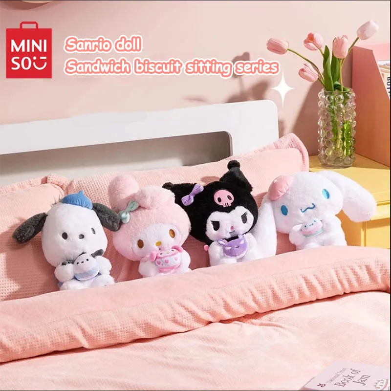 MINISO Sanrio Sandwich Cookies Sitting Posture Series Kawaii Plush Doll Children's Birthday Gift Kuromi Pochacco Pompompurin