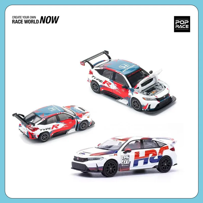 POP RACE 1:64  Honda Civic Type R(FL5) Coupe Civic Type R (FL5) Racing Alloy Model Toy Collection Gift