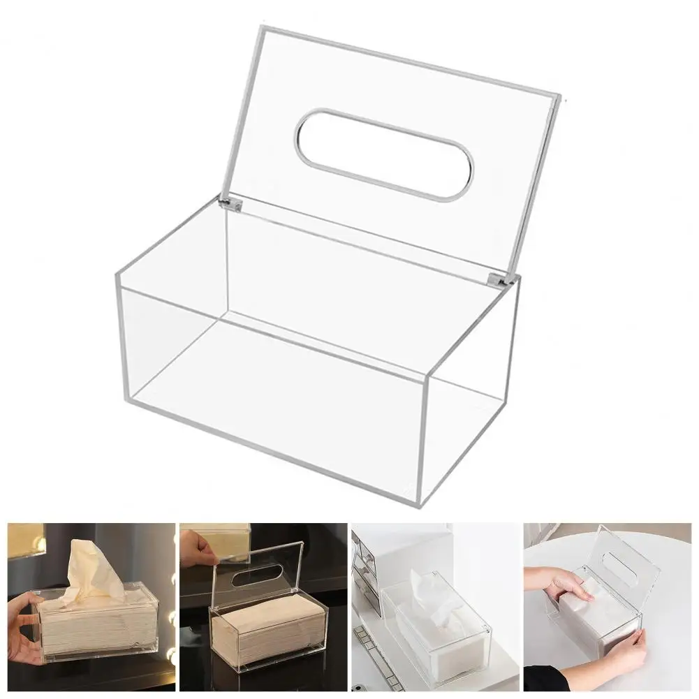 Tissue Box Waterproof Transparent Visible Acrylic Clear Napkin Paper Storage Box Home Organizer