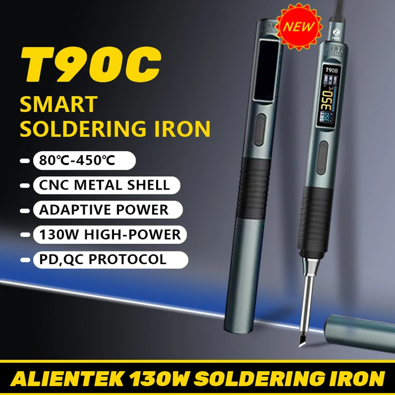 

ALIENTEK T90C Electric Soldering Iron 130W Adjustable Digital Display Automatic Sleep PCB Precision Soldering Iron Repair Tool