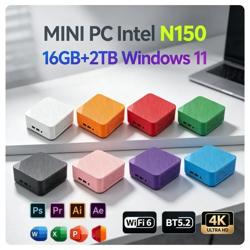 2026年高速ミニpc-インテルn150-windows-11-16gb-ram-1tb-2tb-ssd-wifi6-ポータブルミニデスクトップコンピューター-ゲーミングワークステーション