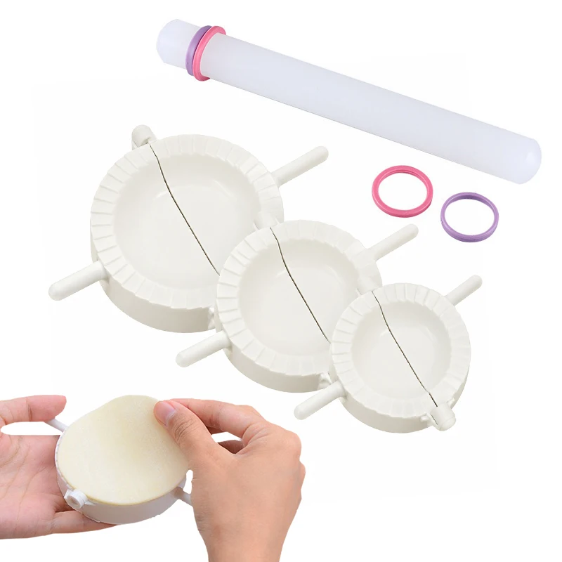 3-4PCS/Pack Dumpling Cooking Tools Plastic Makers Press Rolling Pin Home Party Food Cooking Gadget Jiaozi Wonton Ravioli Pie ZYF