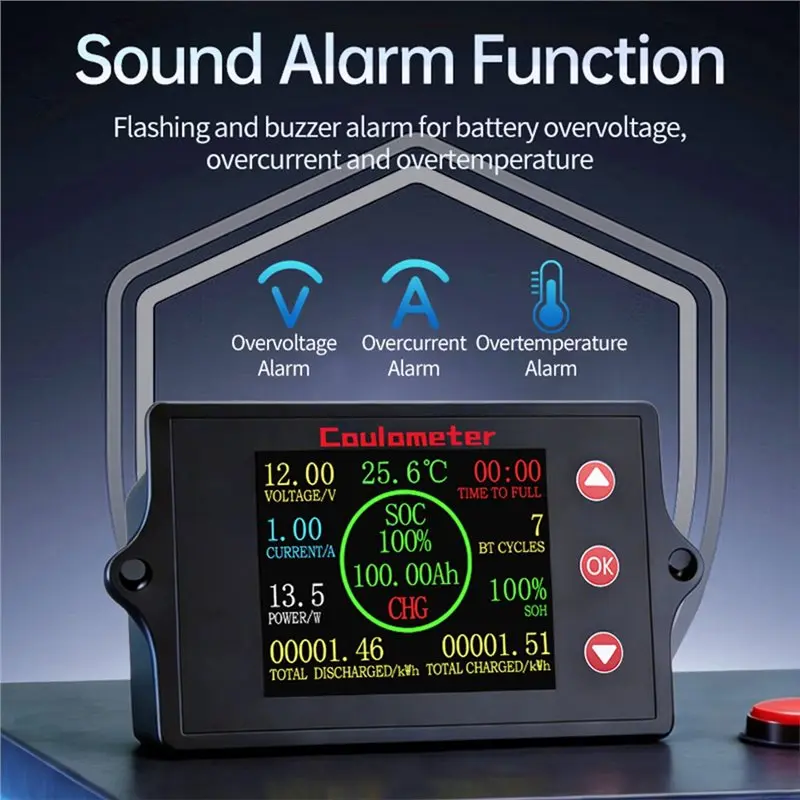CYCLI-Hall Effect Digital Battery Load Tester PZEM-049 8-100V Coulometer Electric Vehicle Voltage& Current Meter Monitor