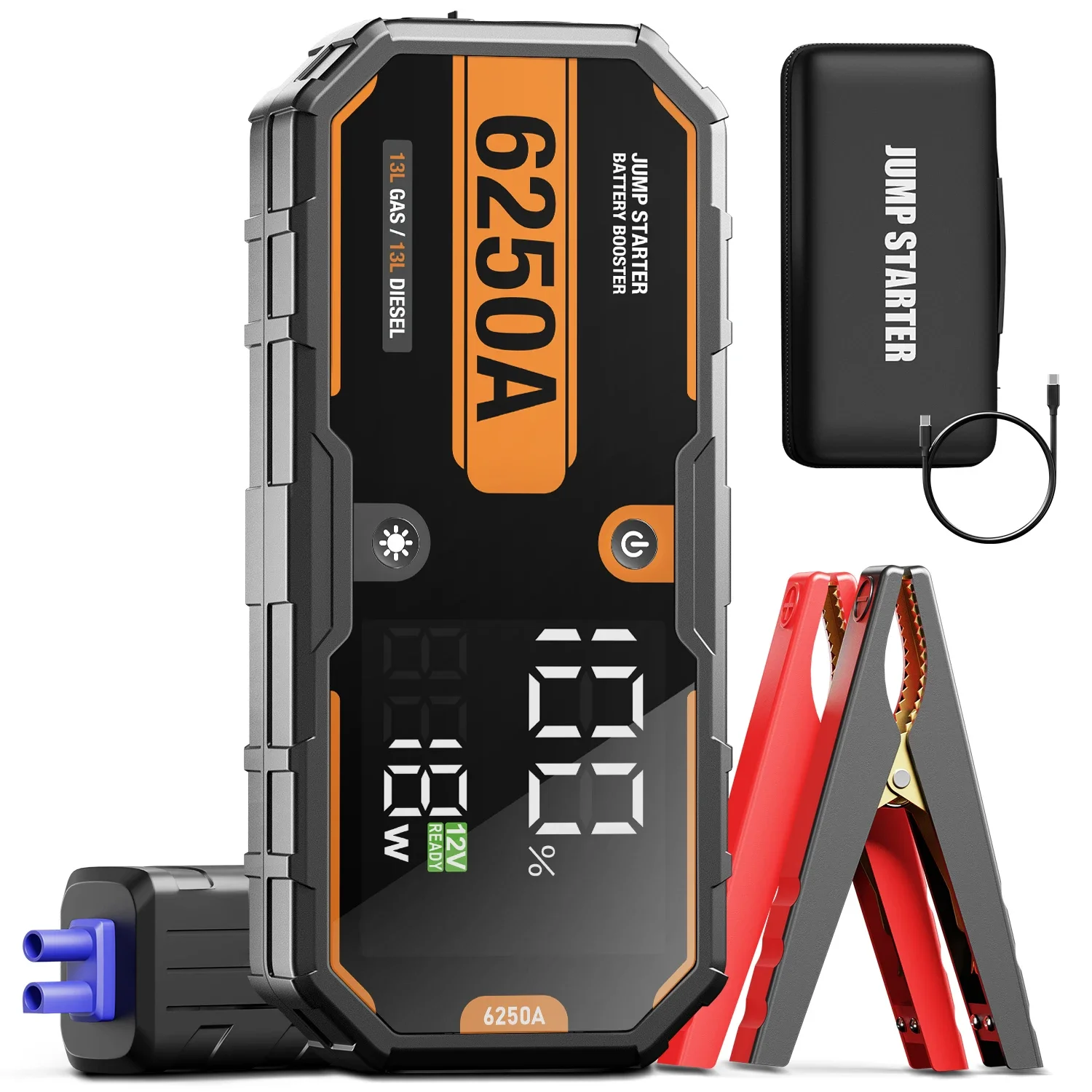 6250A 28000mAh Portable Car Jump Starter Power Bank 12V Lithium Booster Car Battery Jump Pack Car Starter